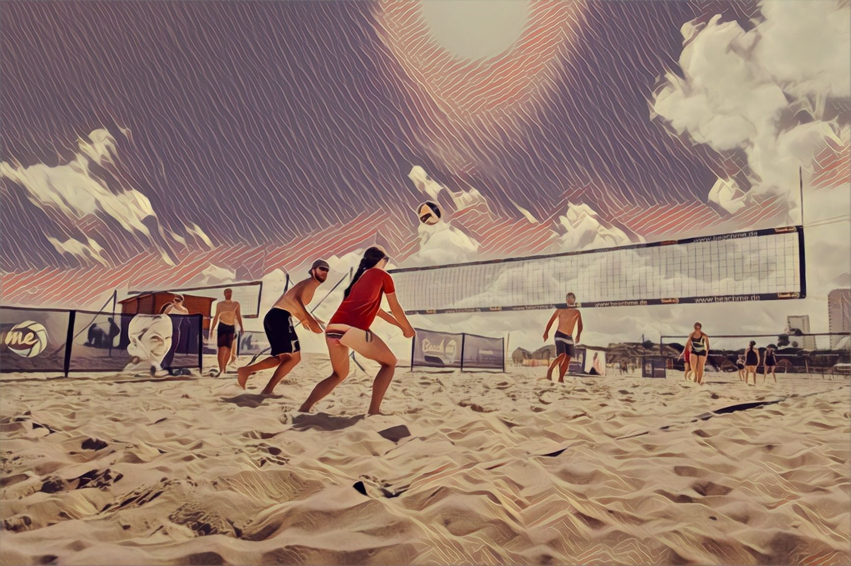 Beachvolleyball Spiel am Strand